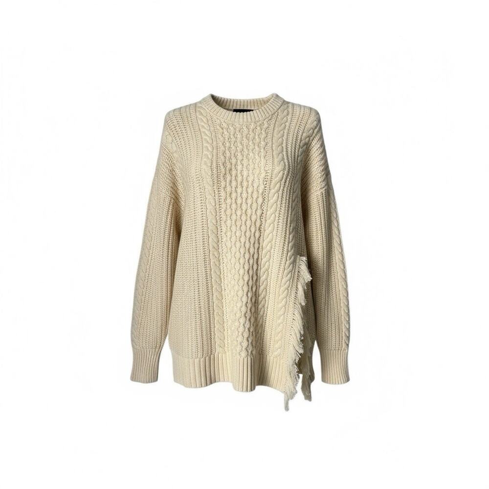J.Crew Sweater S Ivory Cable Knit Fisherman Chunky Wool Cotton Coastal Chic